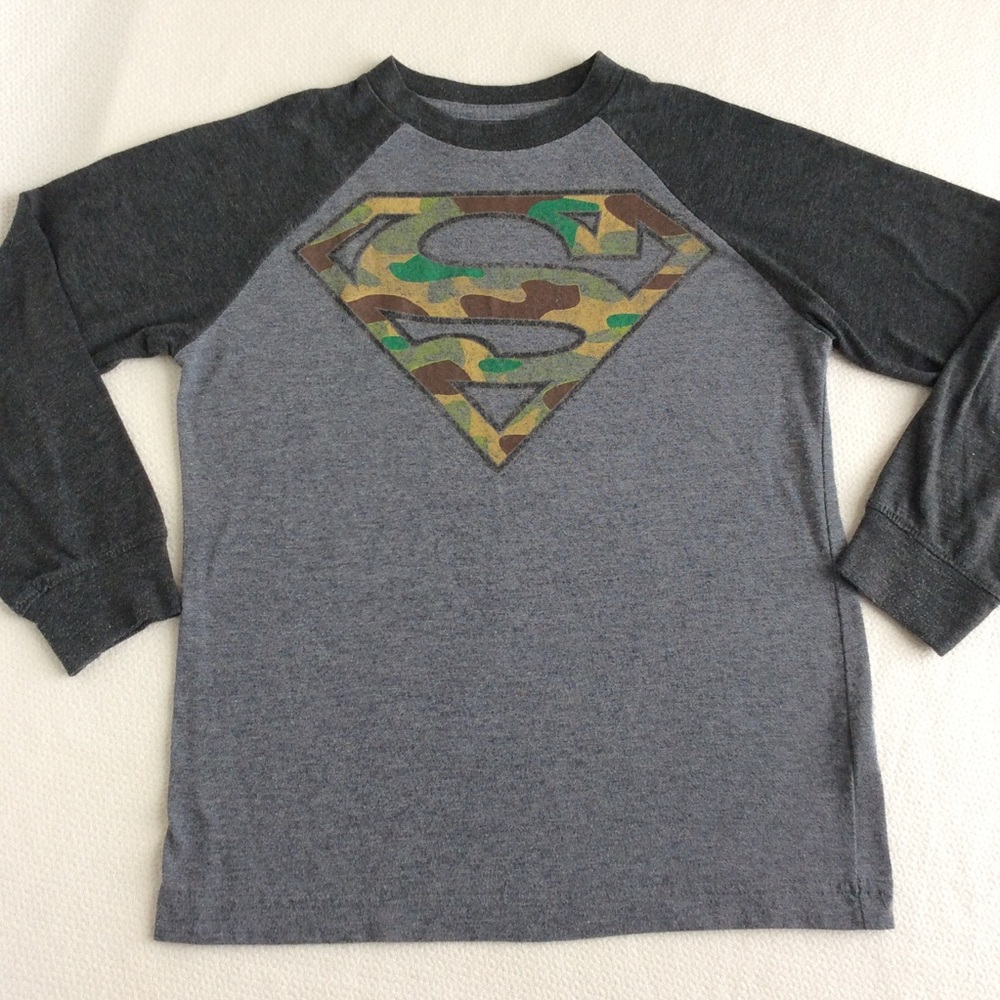 Superman Camouflage Distressed Graphic T shirt